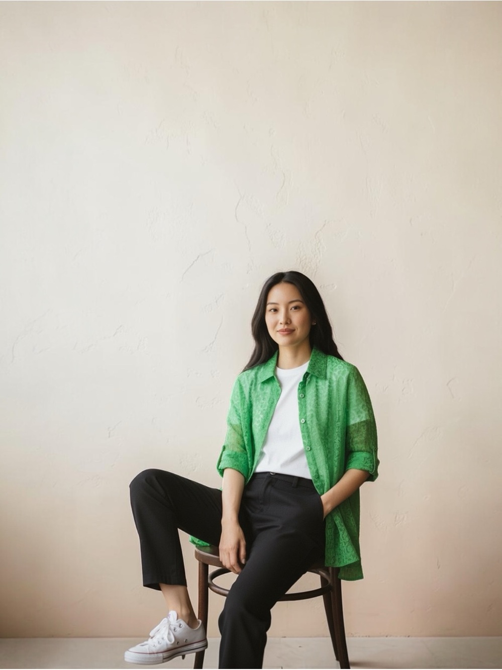 Vibrant Green Button-Up Blouse